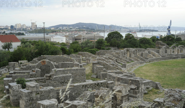 Partial view of the amphitheater ruins, ancient city of Salona, Solin, Croatia, 2018. Creator: Unknown.