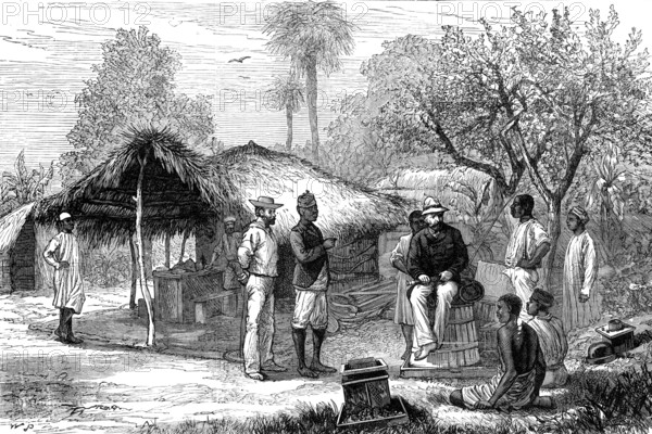 The Slave Trade on the East Coast of Africa: depot of stores for...H.M.S. London, at Funzi..., 1881. Creator: W.P..