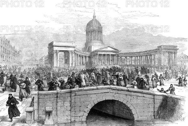 In front of the Kazan Cathedral, St. Petersburg:...the spot where the Emperor was murdered, 1881. Creator: Unknown.