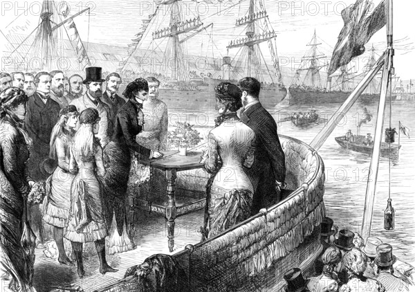 The Princess of Wales naming the new Alexandra Dock, Liverpool, 1881. Creator: Unknown.
