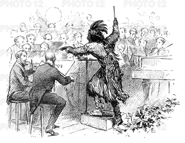 The Savage Club Entertainment, Royal Albert Hall: Mr. Eaton Faning conducting the Savage Dance, 1883 Creator: Unknown.