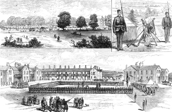 Presentation of Colours to 3rd Battalion Royal Scots Regiment by the Marchioness of Lothian, 1883. Creator: Unknown.