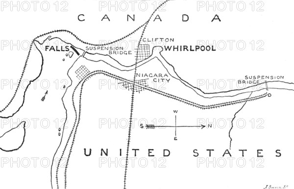 Map of the Rapids and Whirlpool below the Falls of Niagara, 1883. Creator: Joseph Swain.