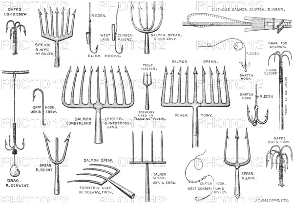 The International Fisheries Exhibition: salmon-poaching implements: Mr. Ffennell's Collection, 1883. Creator: Unknown.