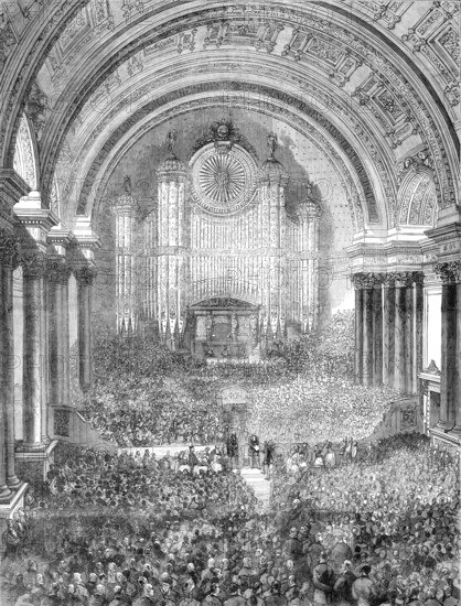 Mr. Gladstone at Leeds: interior of the Victoria Hall, Leeds Townhall - Presenting Addresses, 1881. Creator: Unknown.