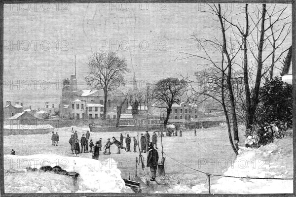 Scenes on the frozen Thames: at Twickenham, 1881. Creator: Unknown.