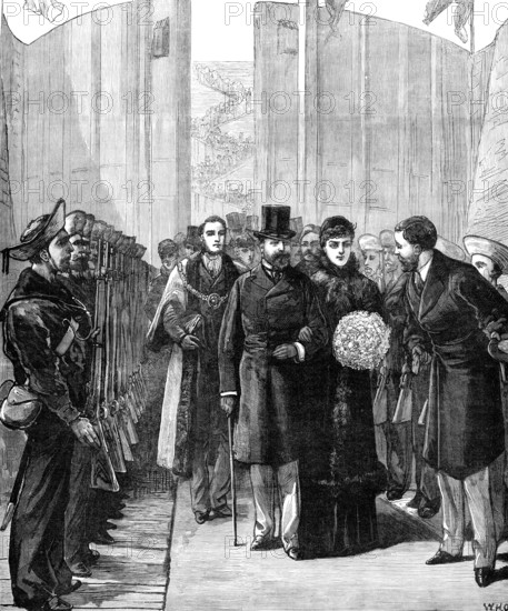 The Royal Visit to Swansea: the Prince and Princess of Wales opening the new Dock, 1881. Creator: Unknown.
