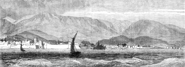 Chios, where the Great Earthquake took place on Sunday, April 3, 1881.  Creator: Unknown.