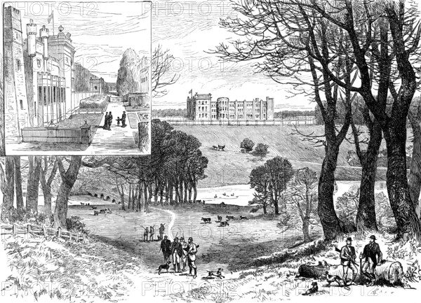 Grimsthorpe Castle, Lincolnshire, visited by the Prince and Princess of Wales, 1881. Creator: Unknown.