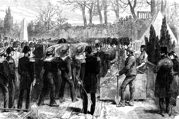 Interment of the remains of Lieutenant John Irving, R.N., in the Dean Cemetery, Edinburgh, 1881. Creator: Unknown.