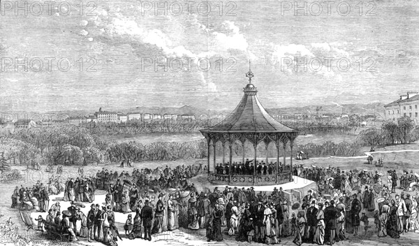 The George Stephenson Centenary at Newcastle-On-Tyne: view in the Leazes Park, 1881. Creator: Unknown.