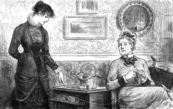 ...Mrs. Goodhart...says with a sigh...'I've no patience with Mr. Wildair..., 1881 Creator: Joseph Swain.