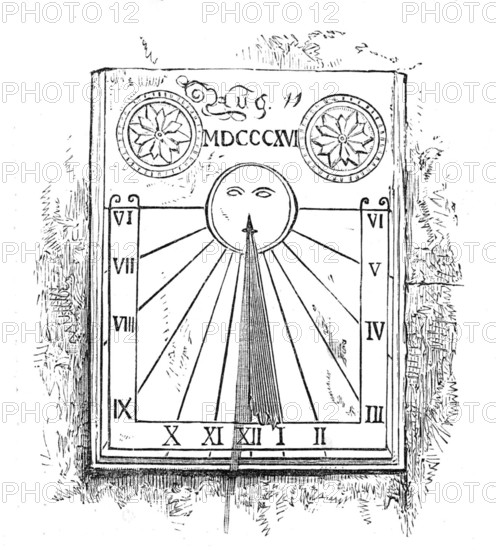 George Stephenson, Father of Railways: dial over the door of Stephenson's cottage..., 1881. Creator: Unknown.