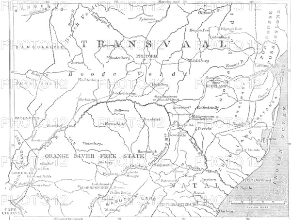 Map of the Transvaal and adjacent provinces, 1881. Creator: Stanford's Geographical Establishment.