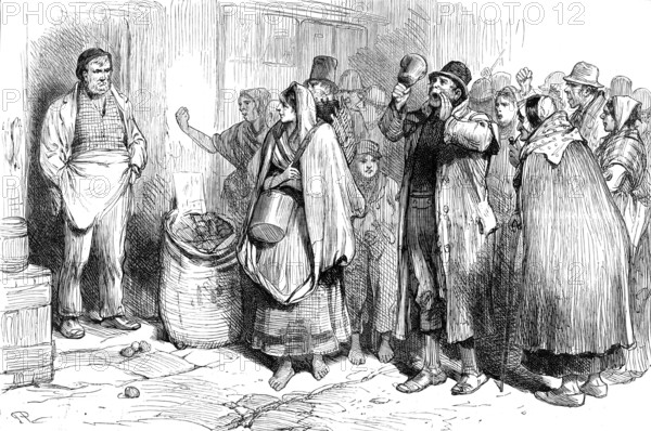 The State of Ireland: "boycotting" a tradesman, County Mayo, 1881. Creator: Unknown.