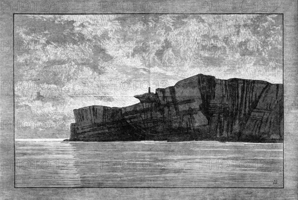 Sketches of the Gulf of St. Lawrence, Lower Canada: lighthouse at entrance to Gaspé Bay, 1881. Creator: Unknown.