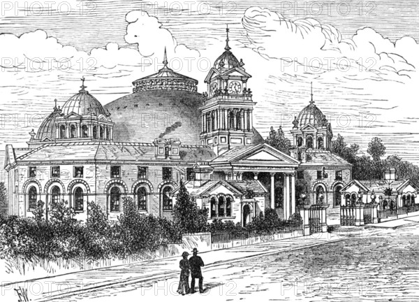 The Devonshire Hospital, Buxton, with the additional building, 1881. Creator: Unknown.