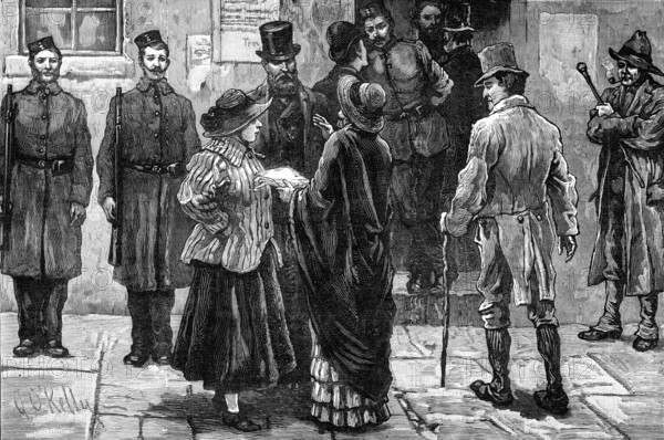 Opening of the new Irish Land Court in Connaught:...a sketch at the Claremorris Court-house, 1881. Creator: Unknown.