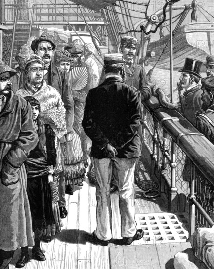 The Cholera in Egypt: quarantine examination at Brindisi, 1883. Creator: Unknown.