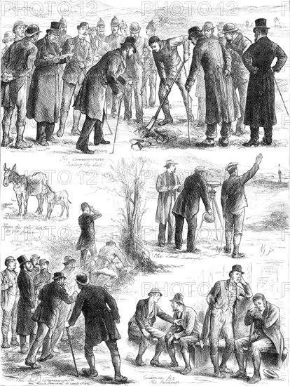 Working of the Land Court in Ireland: Sub-Commissioners examining a farm, 1881. Creator: Unknown.