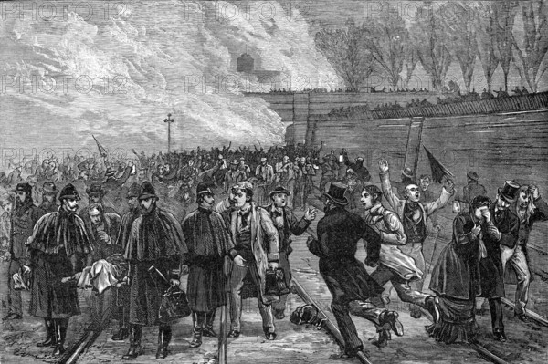 The Fatal Railway Accident at Canonbury: bringing the wounded out of the tunnel, 1881. Creator: Unknown.