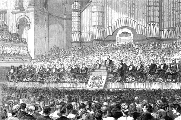 The Duke of Edinburgh and Prince Leopold at Manchester: soirée in the Free-Trade Hall, 1881. Creator: Unknown.