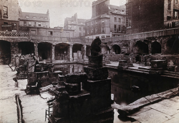 The ruins of a Roman bath in Bath, c1890. Creator: John Poole.