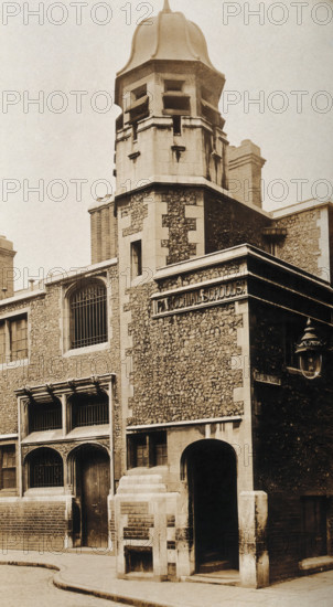 The church of St Bartholomew the Great and surrounding area; exterior view of the schools rebuilt... Creator: Rev CF Fison.
