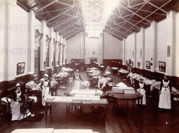 Claybury Asylum, Woodford, Essex: a linen room, [1893?]. Creator: London & County Photographic Co.