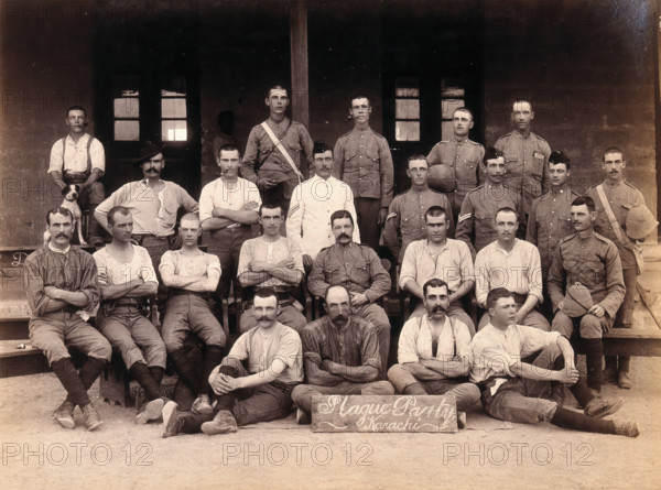 A group of volunteers involved with the Karachi Plague Committee, India, 1897. Creator: Unknown.