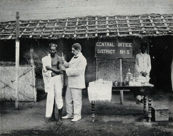 Bombay plague epidemic, 1896-1897: inoculation against plague, 1896/1897. Creator: Clifton & Co.