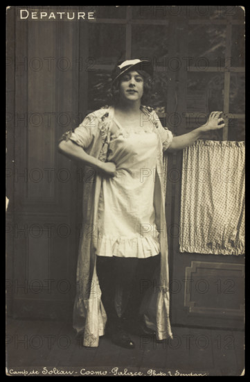 A prisoner of war dressed in drag, [between 1910 and 1919?]. Creator: L Soudan.