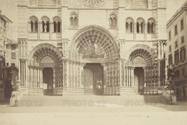 The Cathedral of St. Lawrencefrom the north west..., Genoa, 1870-1880. Creator: Alfredo Noack.