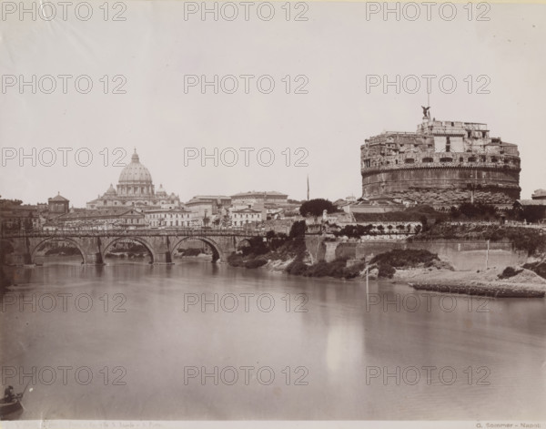 Tiber River - Castel Sant'Angelo, Rome, between 1880-1890. Creator: Giorgio Sommer.