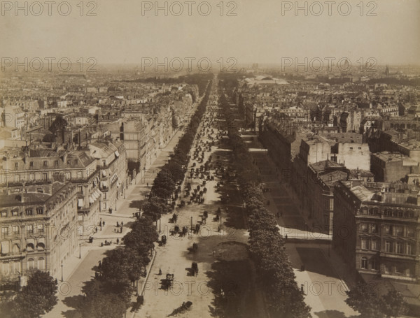 Street view of the Champs Elysees, Paris, 1879-1890. Creator: Unknown.