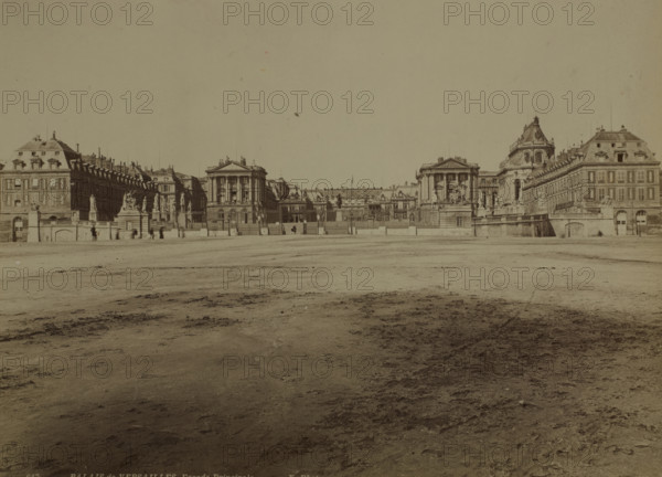 General view of the front façade, Palace of Versailles, between 1870-1890. Creator: Unknown.