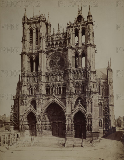 Cathedral Basilica of Our Lady of Amiens - western façade, Amiens, around 1880. Creator: Unknown.