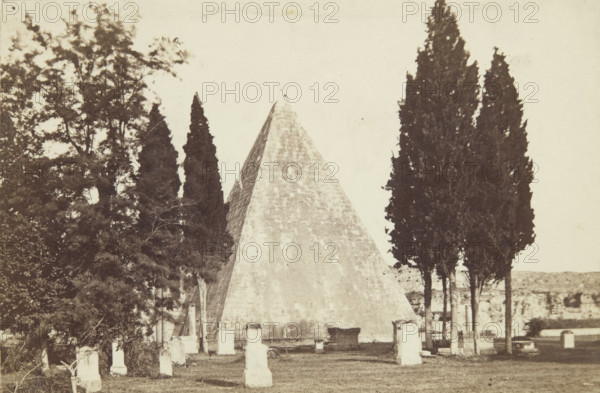 Pyramid of Gaius (Caius) Cestius from the southeast, Rome, between 1870-1880.  Creator: Unknown.