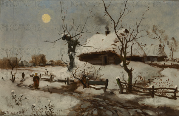 Cottages in Snow, c1890. Creator: Seweryn Bieszczad.