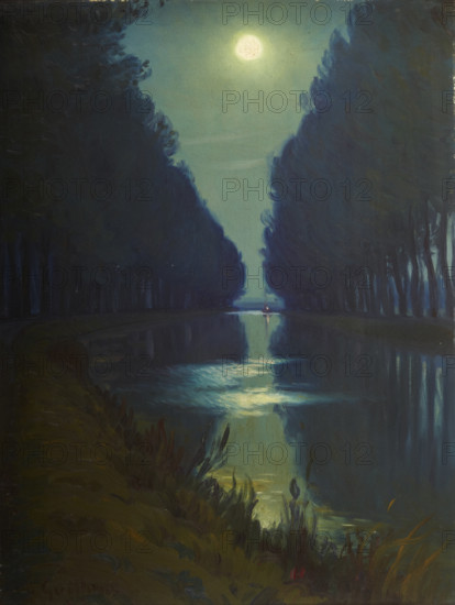 Canal de Chelles (Clair de Lune), 2nd half of 19th century. Creator: Charles Guilloux.