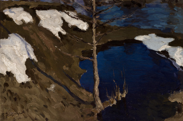 A stream in winter, 1900. Creator: Ferdynand Ruszczyc.