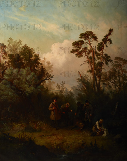 Boar-Hunting, 1857. Creator: Franciszek Kostrzewski.