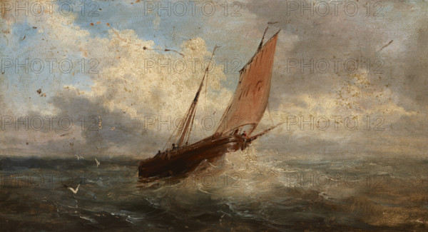 View of the Sea-Boat at the Sea, c1850. Creator: Jules Coignet.