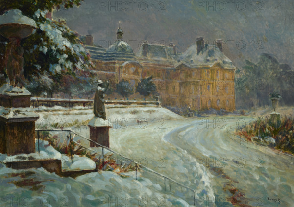 Luxembourg Palace in Snow, 1912. Creator: Jan Rubczak.