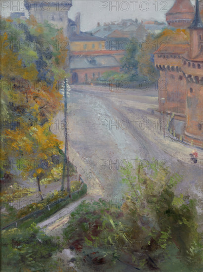 The Barbican and the Florianska Street-View from Zacisze Street, 1894. Creator: Stanislaw Wyspianski.