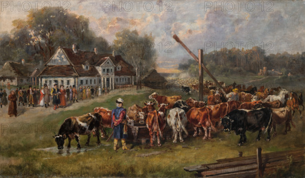 Cattle's Return, 1868. Creator: Jozef Brodowski.