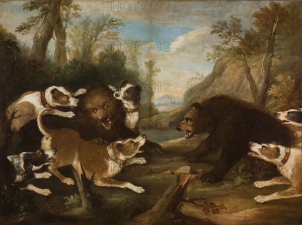 Dogs Fighting with Bears, 1st quarter of 18th century. Creator: Joseph Anton Harzath.