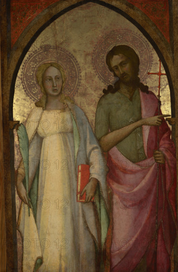 Saints Catherine of Alexandria and John the Baptist — Wing of a Triptych, c1418. Creator: Lorenzo Monaco.