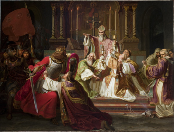 Bishop Stanislaw Szczepanowski Putting a Curse on King Boleslaw Smialy, c1840. Creator: Juliusz Knoor.