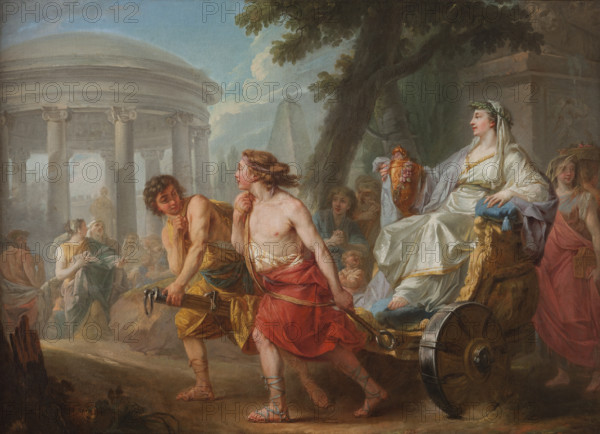 Cleobis and Biton with Cydippe in the Front of Hera Temple, 1764. Creator: Jean Bardin.